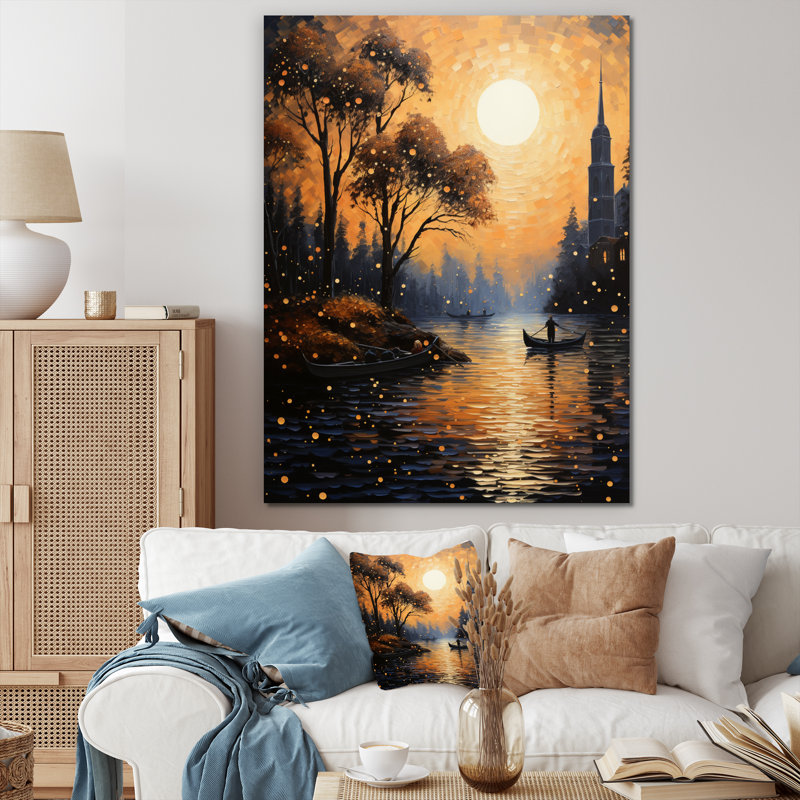 «Yellow Canal Golden Hour Glow II», impressions sur toile paysage et nature, H 40 po x l 30 po x P 1,5 po, Toile tendue