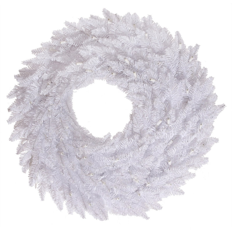 Couronne de Noël artificielle en PVC, H 48 po x l 48 po x P 5 po, Blanc