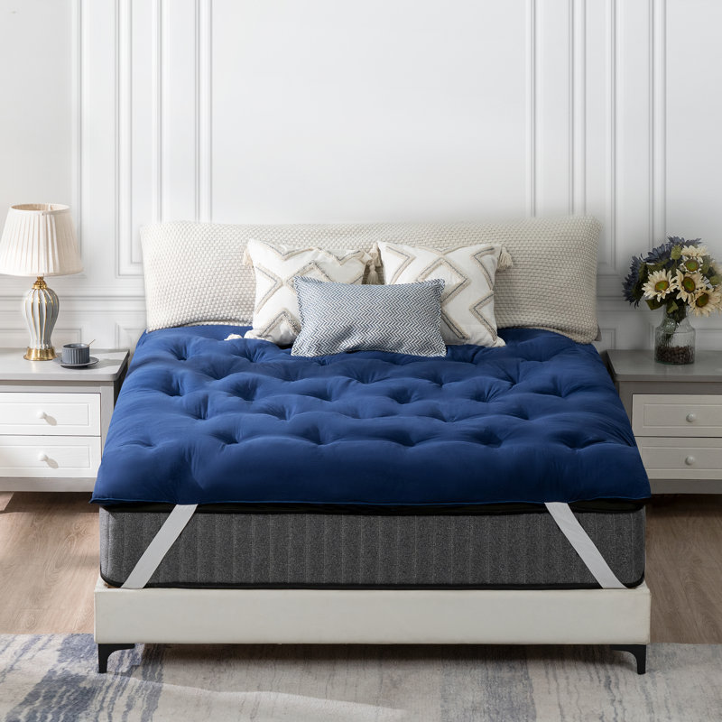 Surmatelas en duvet synthétique Warran, Complète, Bleu