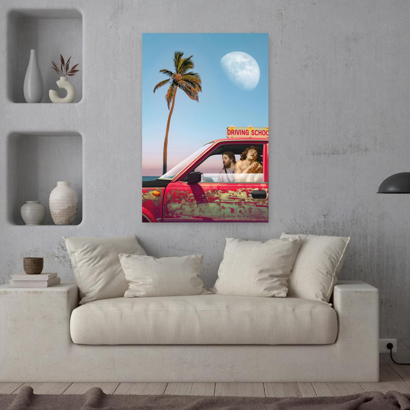 Contemporary Art Retro Surreal Abstract Palm Tree Landscape Nature Wall Art by Daniel Donocik - Wrapped Canvas Print