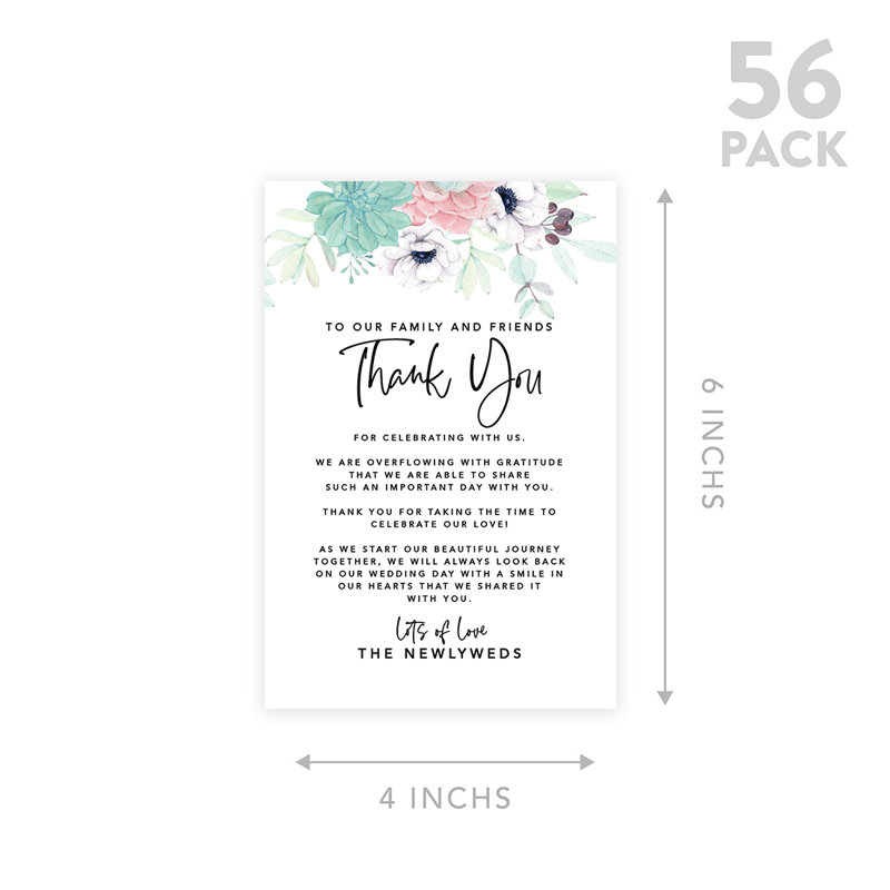 Cartes de mariage «Wild Thank You Place» pour réception de table, assiettes, famille, amis, paquet de 56
