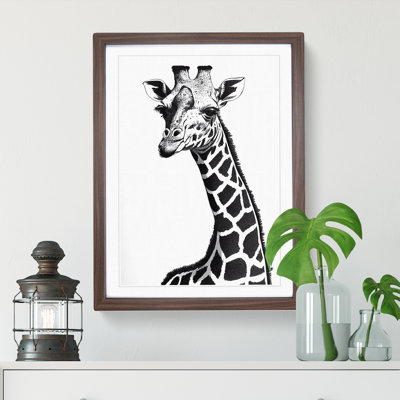Monochrome Giraffe - Single Picture Frame Print
