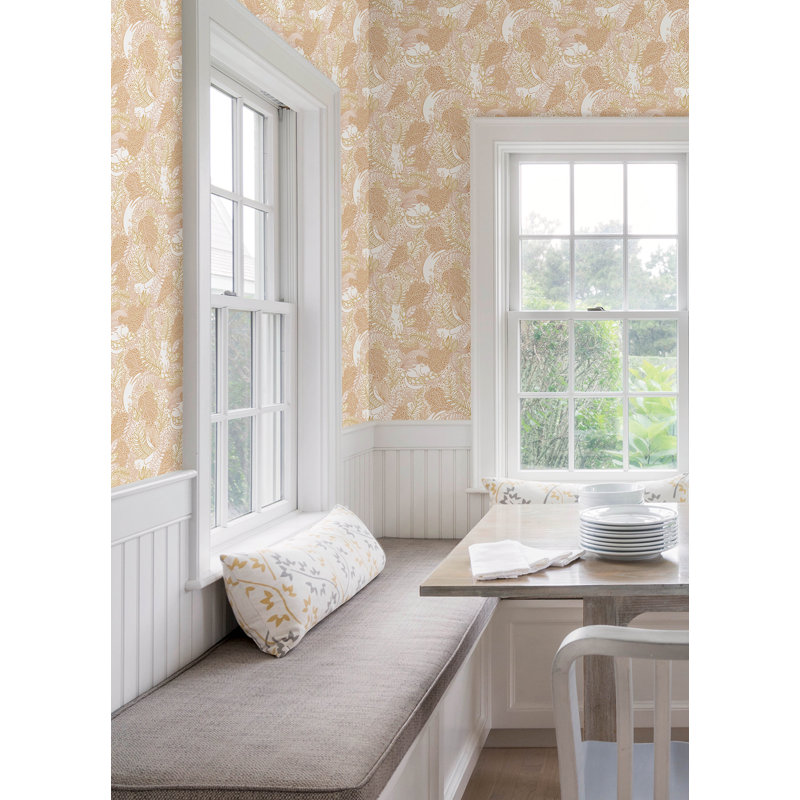 Rouleau de papier peint adhésif Botanical Gato L 18 pi x l 20,5 po, Orange