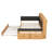 Full Size Wood Daybed with Trundle, Storage Shelves, Bench, Charging Station and Upholstered Headboard, Natural Color+Black Cushion-912639584