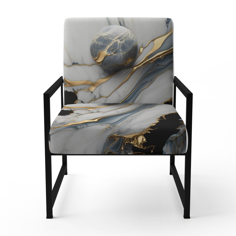 Dau - Fauteuil rembourré d'appoint en marbre abstrait, Noir, noir, noir, noir