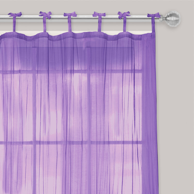 Erasma Sheer Single Curtain Panel, Purple, 50" W x 95" L