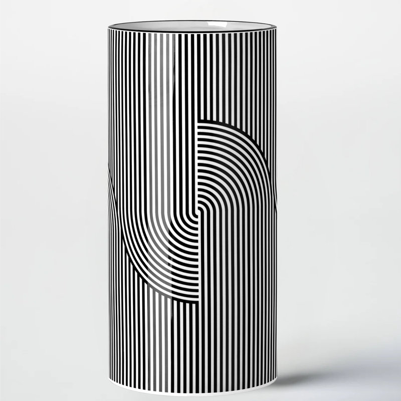 Vase en céramique blanc 12 "Op Art