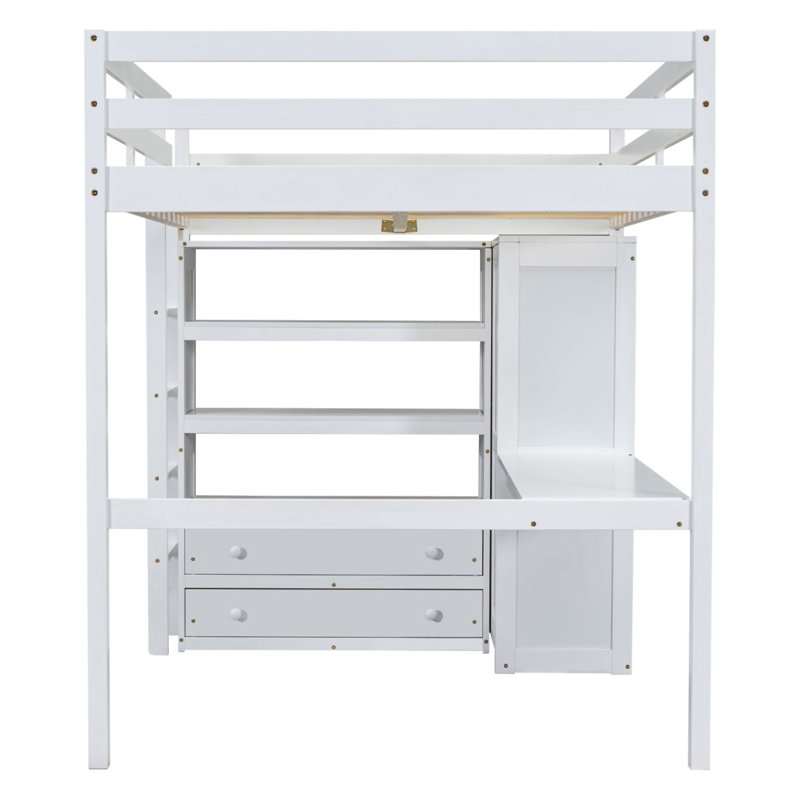 Lit mezzanine en bois avec garde-robe intégré