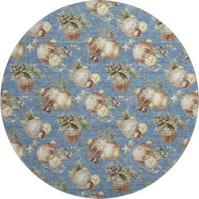 Premium Machine Washable Mayfield AMF1828 Christmas Balls Rug