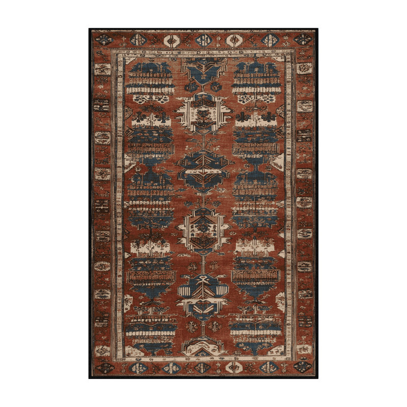 Machine Washable Turkish Black Area Rug, Rectangle 4' x 6'
