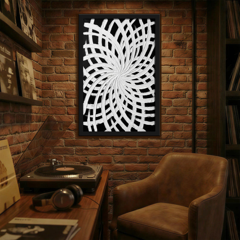Abstract Black And White Spiral Pattern Design, 16" H x 24" W