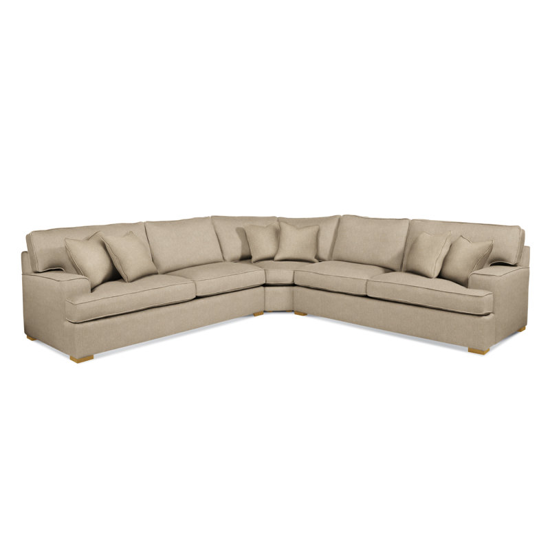 Sadie 3-Piece Upholstered Sectional, Oatmeal Crypton Performance; 0822-74, Frost White