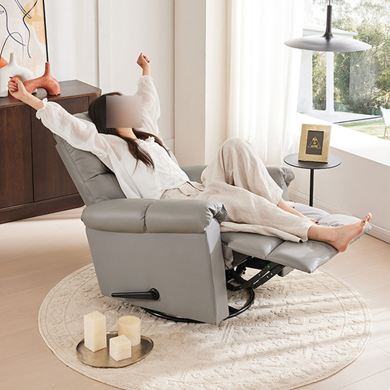 Faux Leather 360° Swivel Adjustable Recliner, Gray