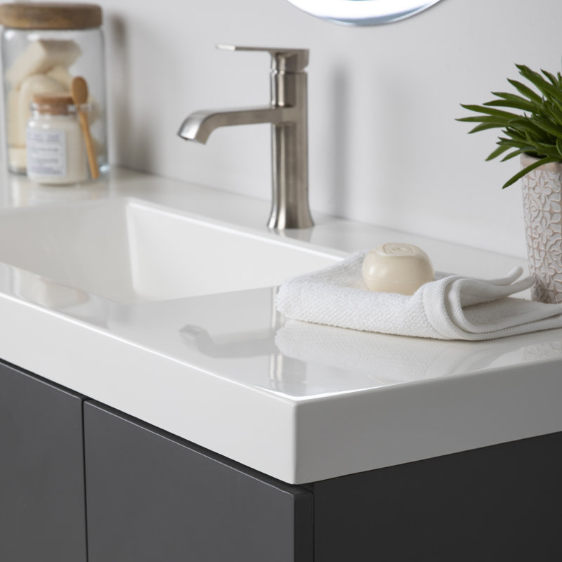 48.5" Wall-Mounted Single Bathroom Vanity With Cultured Marble Top, Cement