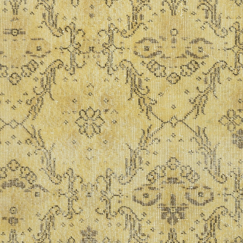 Tapis turc à motif floral fabriqué à la main 3,8 x 6,6 pi de couleur jaune