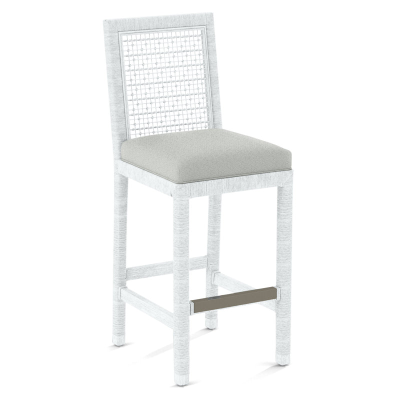 Pine Isle Upholstered Stool, Frost White, Gray Leopard; 0742-83