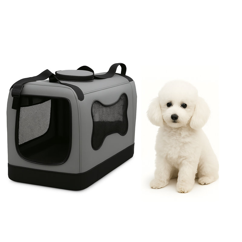 Caisse grise pour chien grise, Moyen H 20 po x l 19 po x P 26 po 