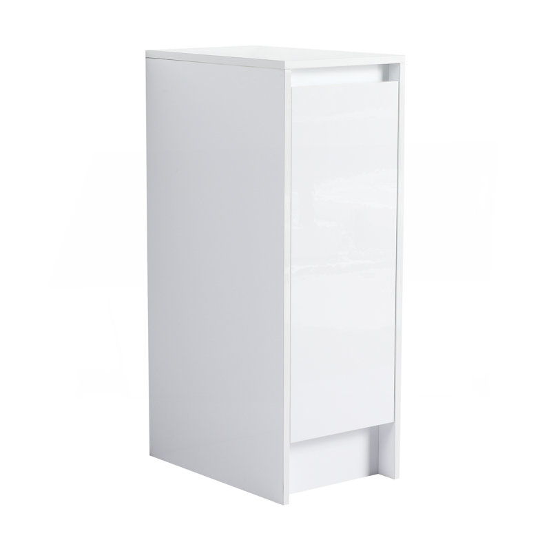 Armoire de rangement autoportante 12 po, portes à fermeture douce, blanc brillant (emballage KD)