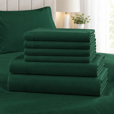 Ensemble de draps 6 pièces en rayonne de bambou, doux, frais et respirant, poches profondes, avec taies d'oreiller, vert émeraude, format California King