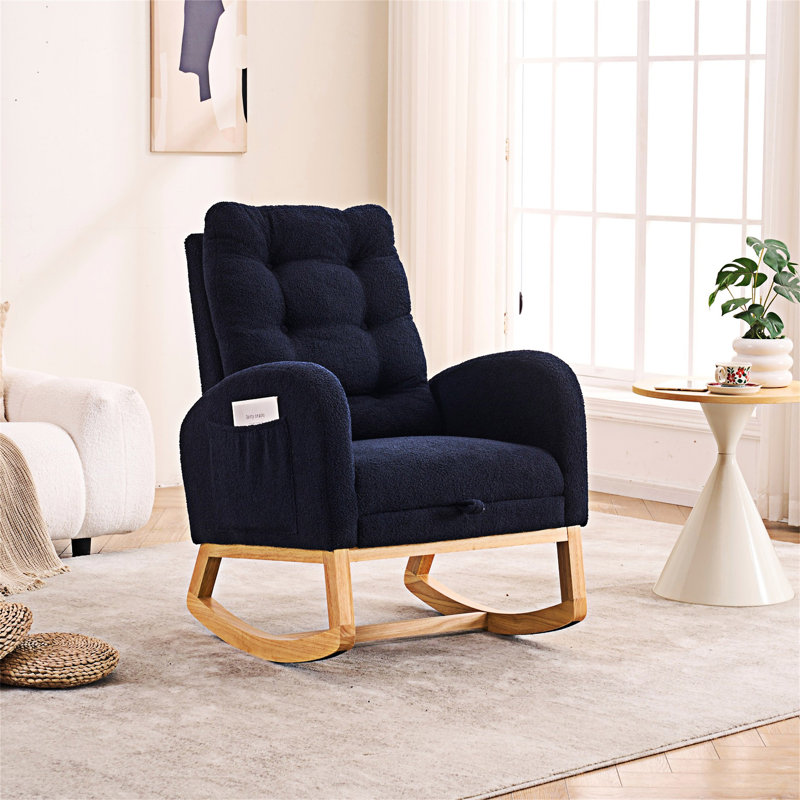 Chaise longue berçante avec repose-pieds Accent, Bleu