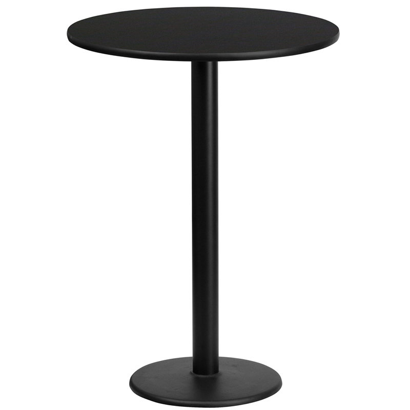 Jamey 24'' Round Laminate Table Top with 18'' Round Bar Height Table Base, Pub Table (43.13” Height), Black