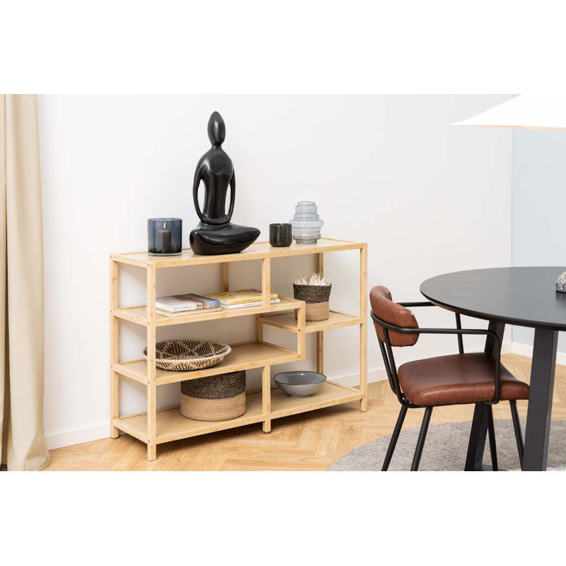 Mida 79cm H x 114cm W Solid Wood Geometric Bookcase