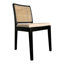 Chaise de salle à manger, bois d'orme massif, revêtement en coton, dossier en rotin, crème - ensemble de 2