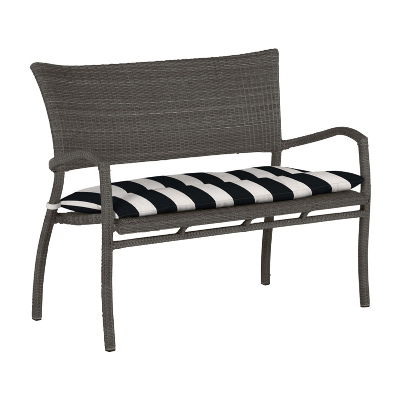 Banc tissé Skye - Gris ardoise, Gris ardoise, Sunbrella® ‑ Cabana à rayures minuit, Pas de soudure