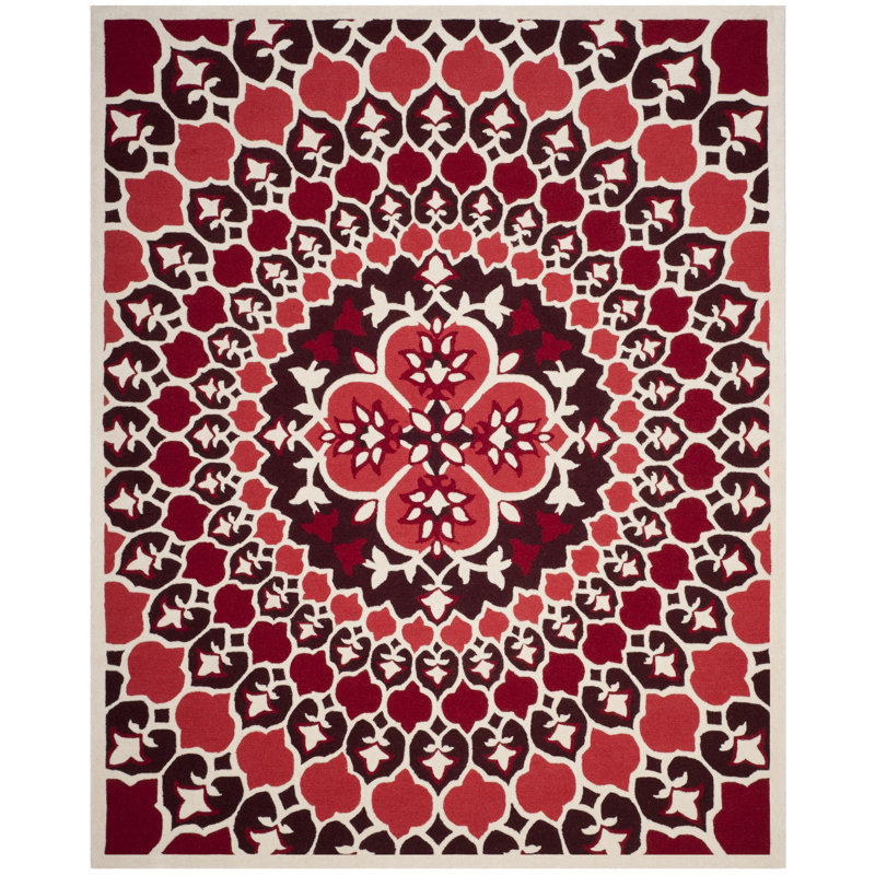 Tapis floral en laine touffeté à la main Miu, Rectangle 8 pi x 10 pi
