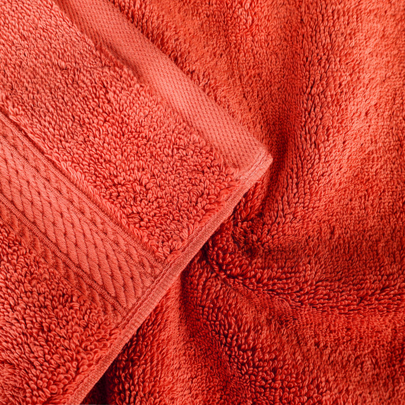 Egyptian Cotton Plush Heavyweight Absorbent 9 Piece Bathroom Towel Set, Coral