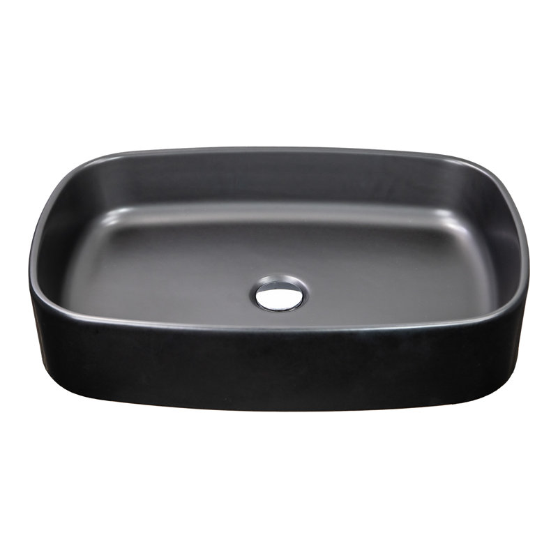 Lavabo de salle de bain vasque rectangulaire en argile réfractaire 5 "Regatta, Noir mat