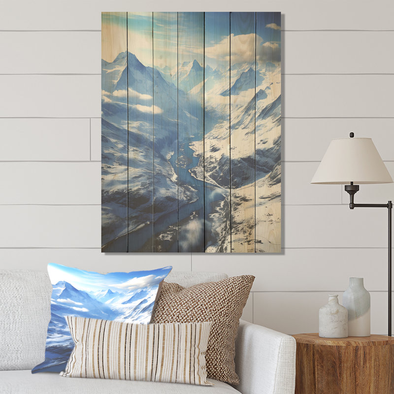 Pine Valley Winter Mountain Landscape II - Paysage d'hiver sur bois, H 32 po x l 24 po