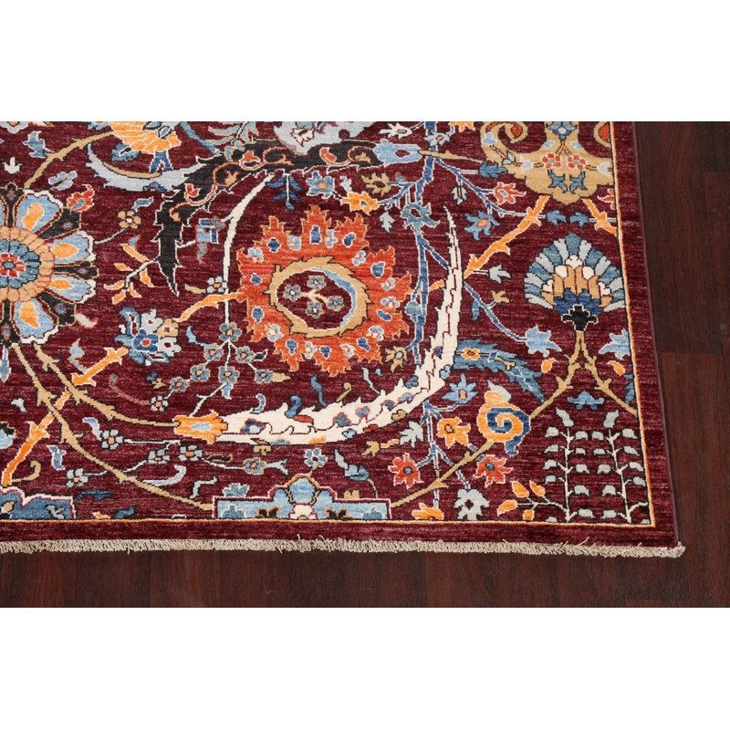 Tapis oriental unique à teinture végétale Ziegler noué à la main 8 pi 5 po x 9 pi 8 po