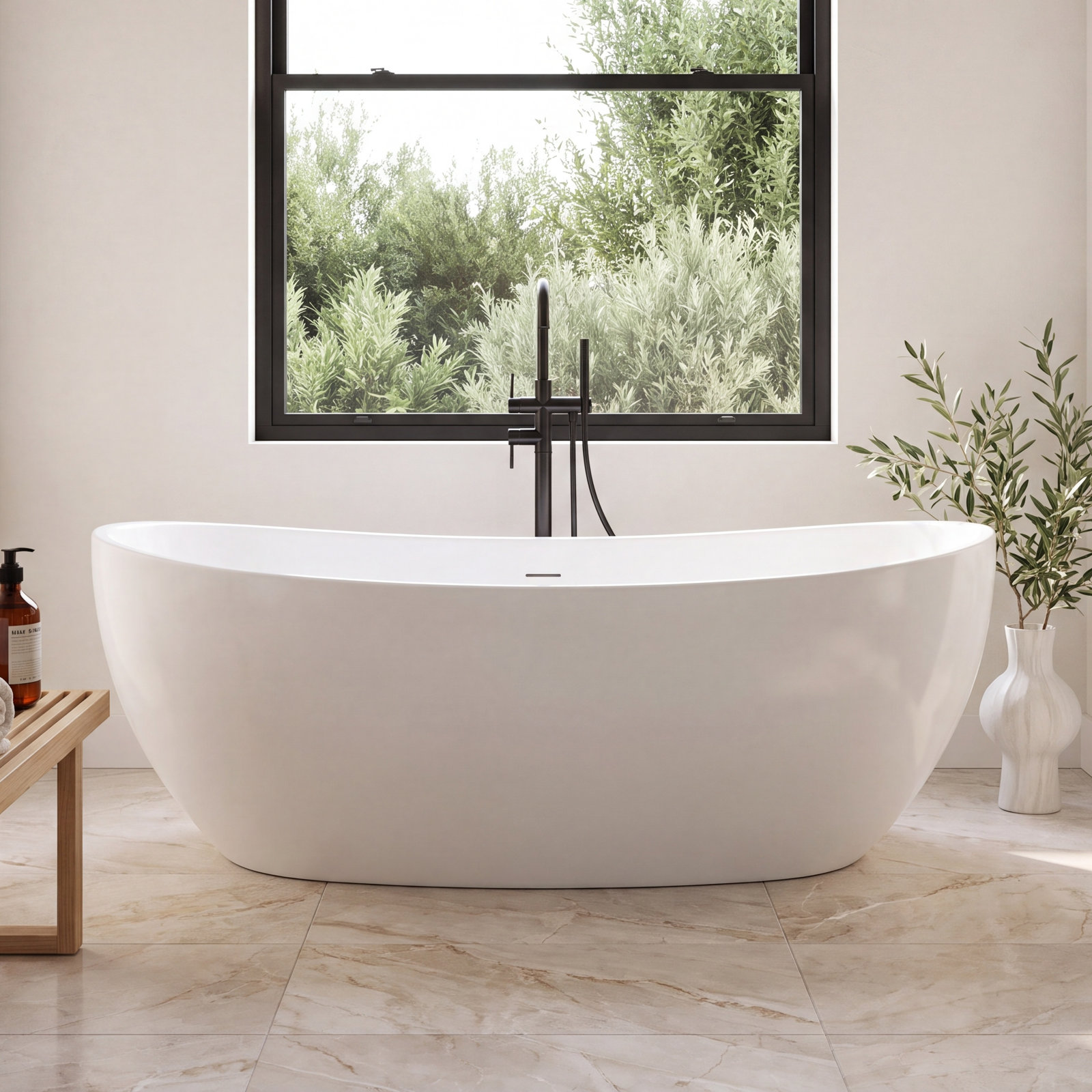 Tidal 65" Freestanding Soaking Acrylic Bathtub