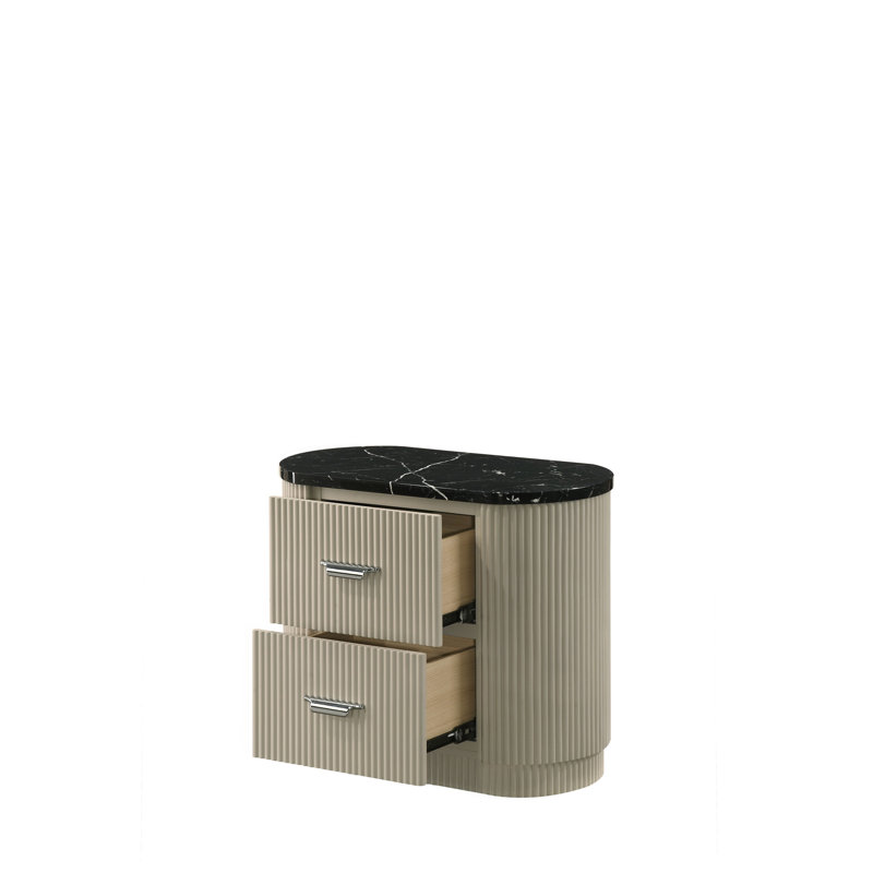 Gray Linen & Beige Nightstand