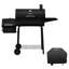 Royal Gourmet 28" Barrel Charcoal Grill with Smoker, Side Table and Cover