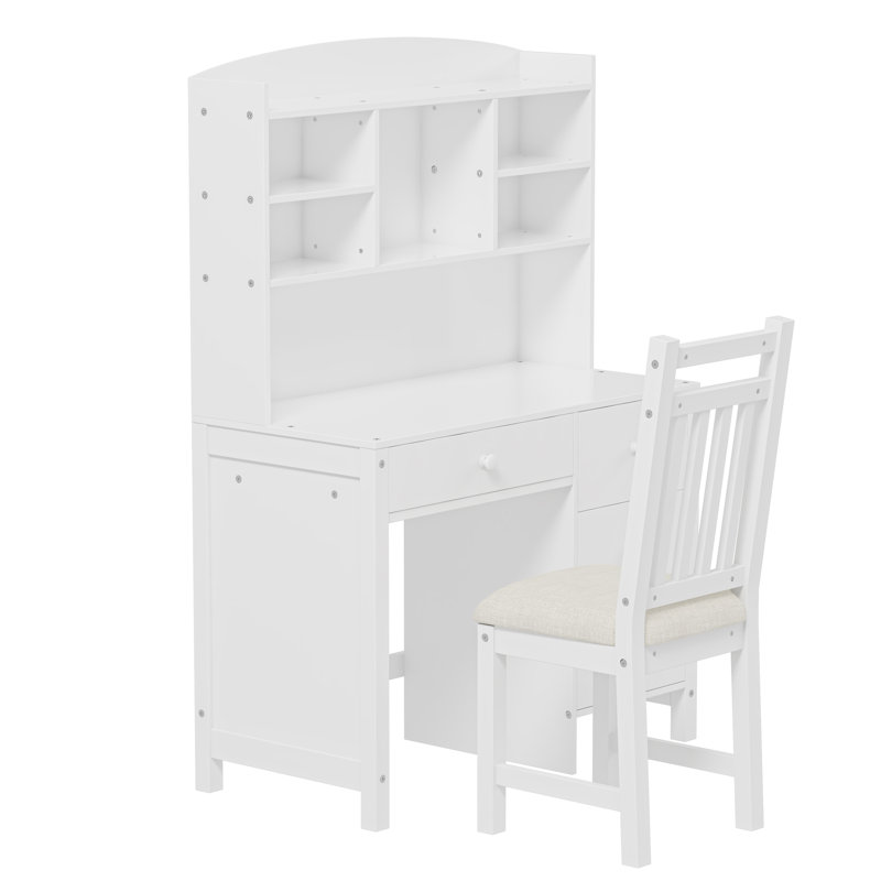 Bureau 40 "avec chaise rembourrée et huche, Blanc