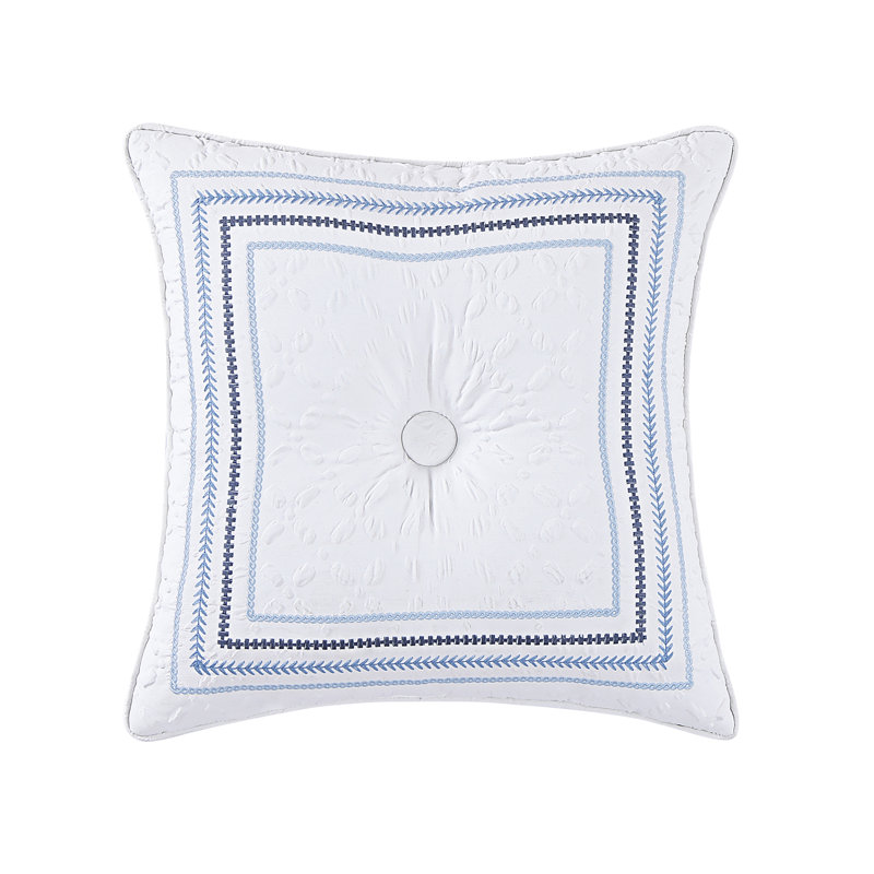 Bayside Square Decorative Throw Pillow Blue, H 18 po x l 18 po, Bleu / blanc géométrique