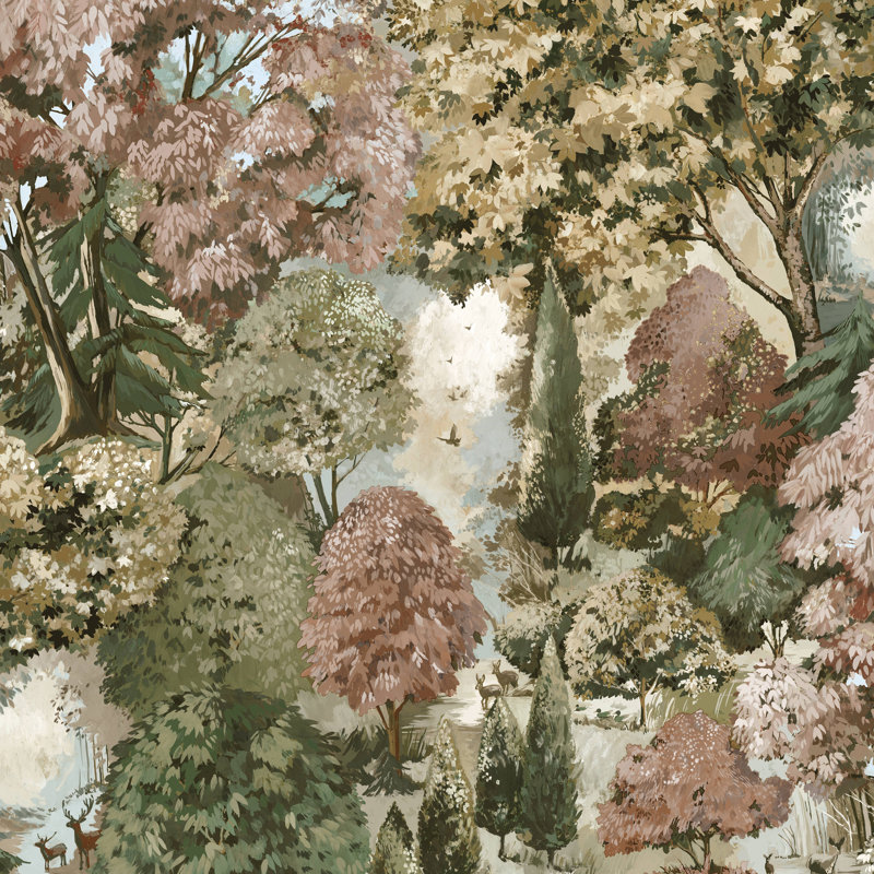 Basildon 10.05m x 53cm Matte Wallpaper Roll, Brown Green