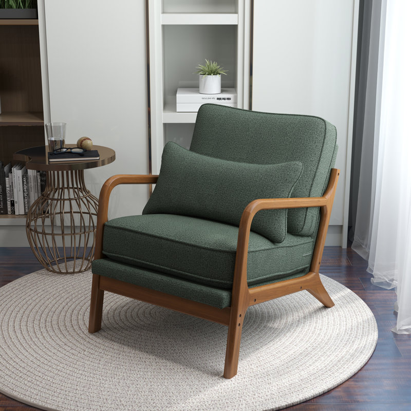 Fauteuil rembourré, Lin vert foncé