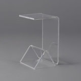 C-Shaped End Table With Storage Transparent Acrylic Small Space Side Table