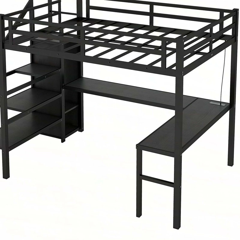 Versatile Metal Loft Bed With Multiple Functionalities For All Ages, Twin