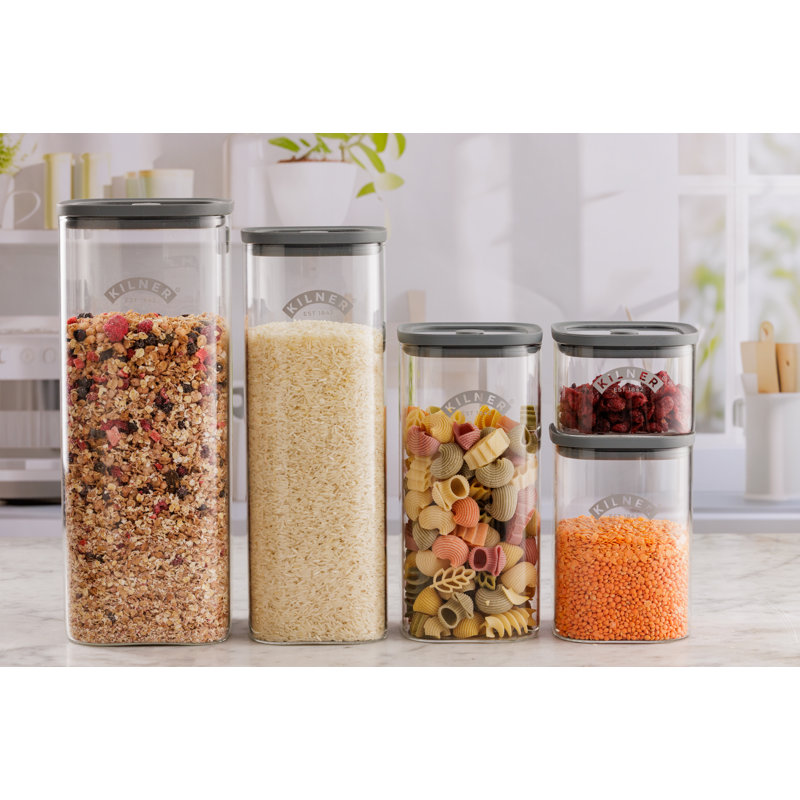 Kilner Fresh Storage Jar Pantry Set 1 x 0.5L, 1 x 1L, 1x 1.5L, 1 x 2L, 1x 3.5L