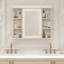 Armoire de rangement murale 35 po x 28 po avec porte miroir, armoire de salle de bain moderne avec miroir, armoire à pharmacie avec 6 tablettes ouvertes