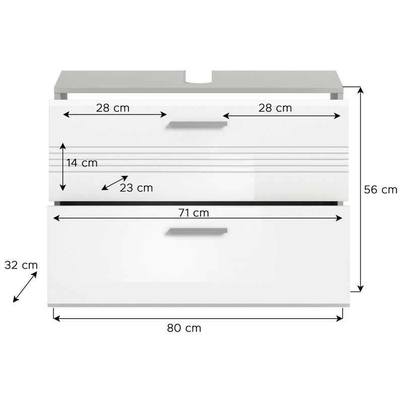 Anaviah 80cm W x 56cm H x 32cm D Under Sink Cabinet