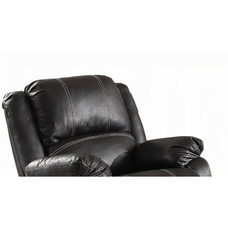 Fauteuil inclinable en cuir synthétique noir Zuriel, Similicuir noir