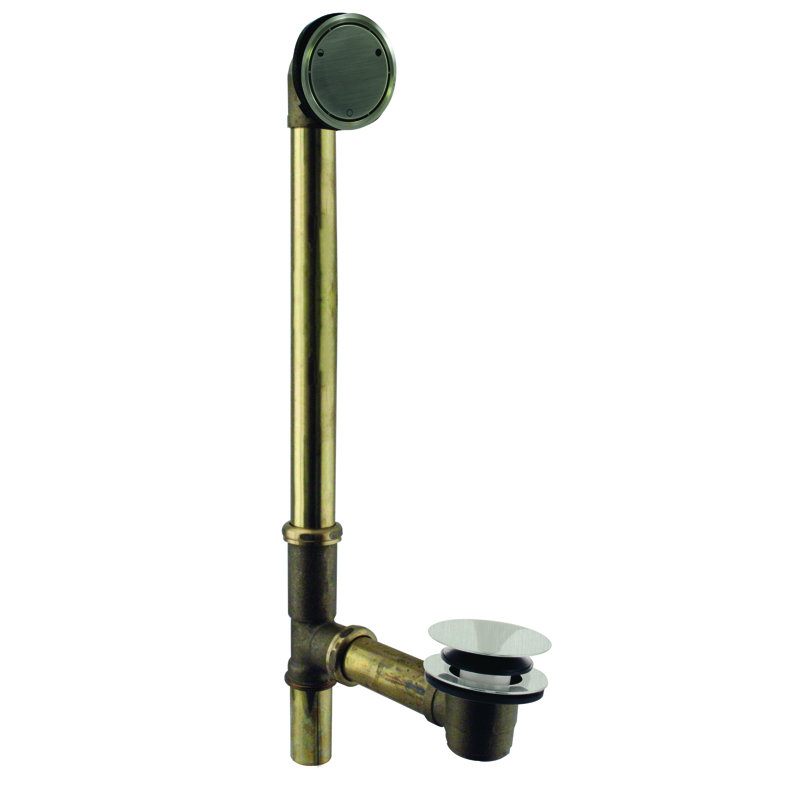 17 ga. Ensemble de drain de baignoire Tip-Toe avec trop-plein breveté, Nickel satiné