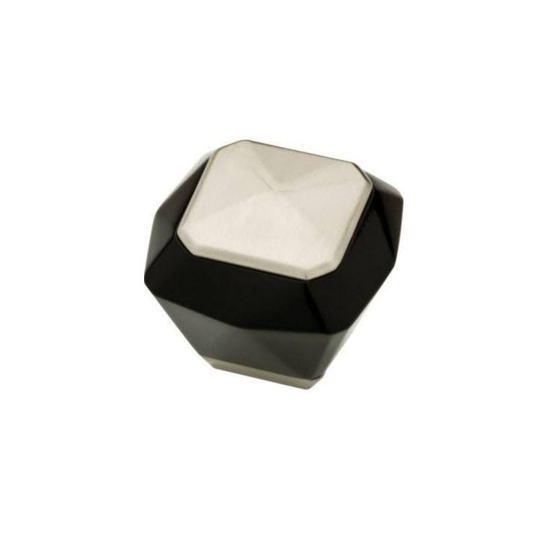 (5 Pack) 1-3/8 inch Kaley Knob, Black/Stainless Steel