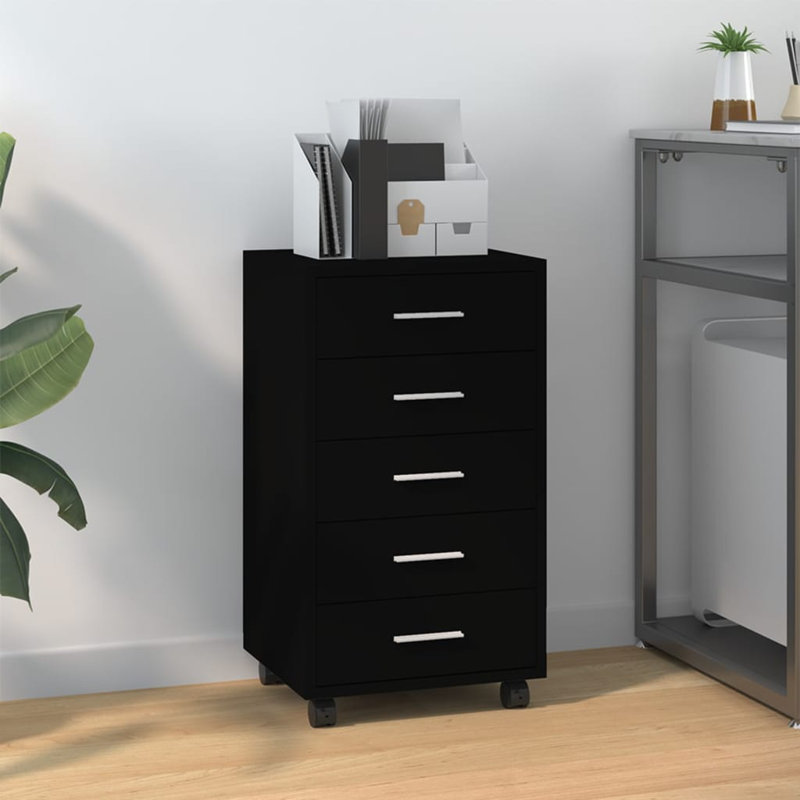 Armoire à tiroirs vidaXL Bois d'ingénierie, aluminium moyen, Noir