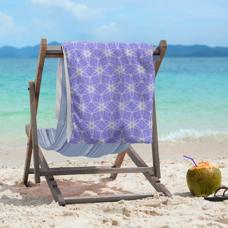 Serviette de plage à cercles ornés classiques, Bleu ciel